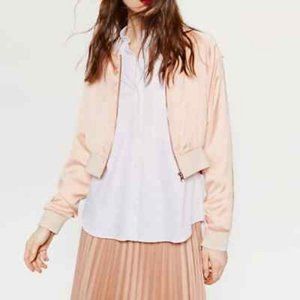 (nwt) Zara Cropped Satin Bomber Jacket